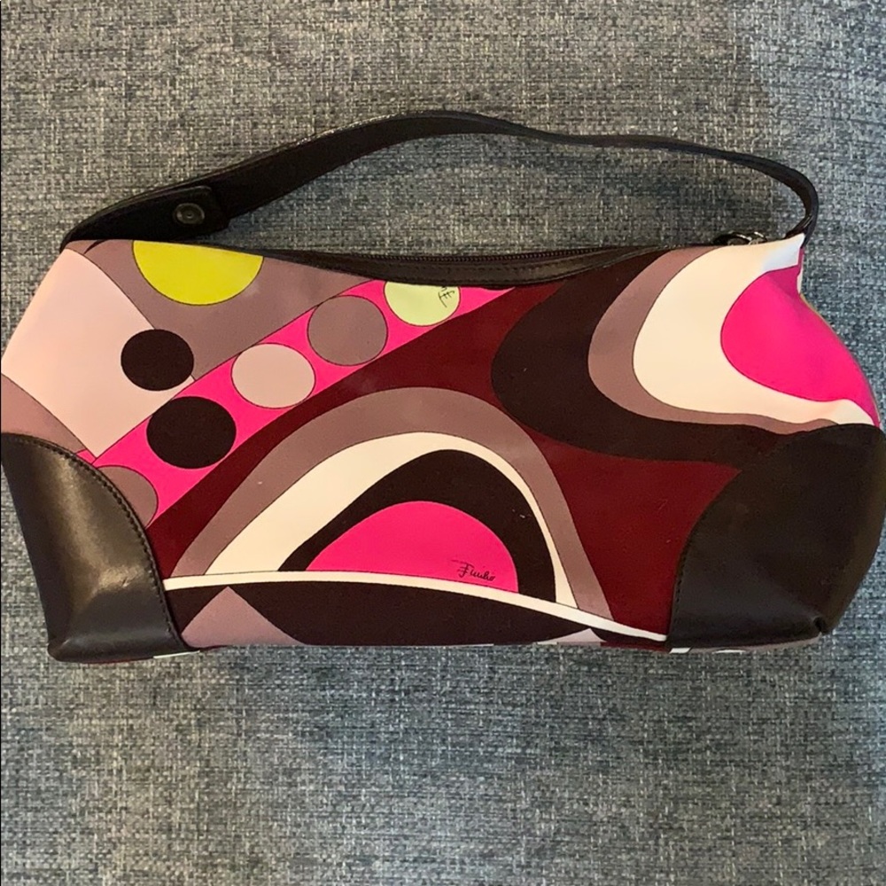 Emilio Pucci Canvas Leather Shoulder Bag